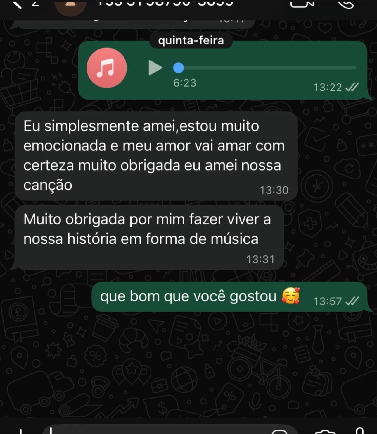 Mensagem de cliente no WhatsApp